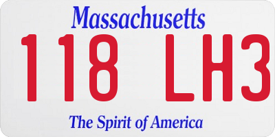 MA license plate 118LH3