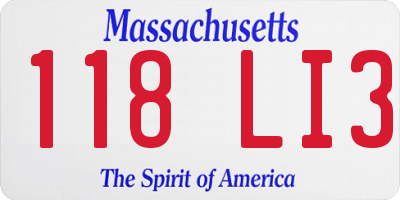 MA license plate 118LI3