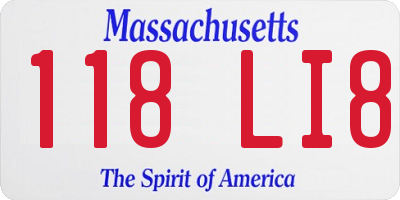 MA license plate 118LI8