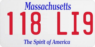 MA license plate 118LI9