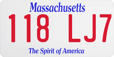 MA license plate 118LJ7