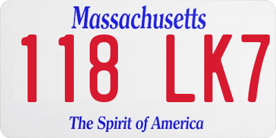 MA license plate 118LK7