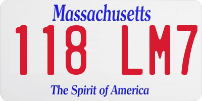 MA license plate 118LM7