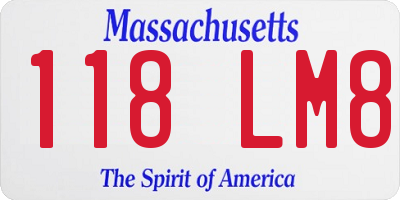 MA license plate 118LM8