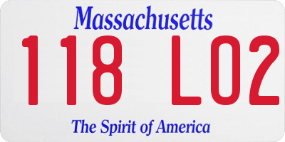 MA license plate 118LO2