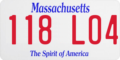 MA license plate 118LO4
