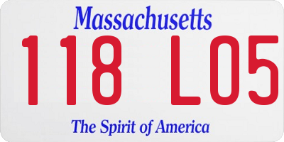 MA license plate 118LO5