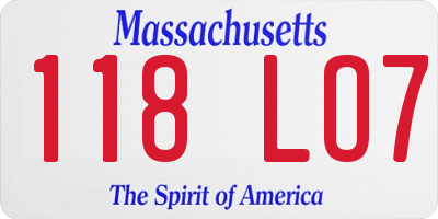 MA license plate 118LO7