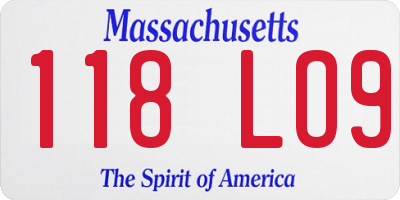 MA license plate 118LO9