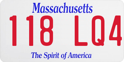 MA license plate 118LQ4