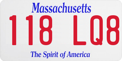 MA license plate 118LQ8