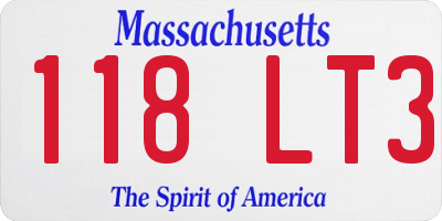 MA license plate 118LT3