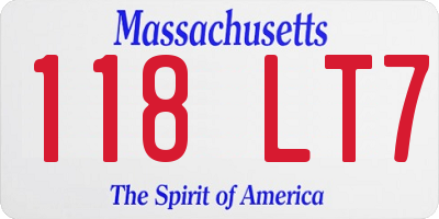 MA license plate 118LT7