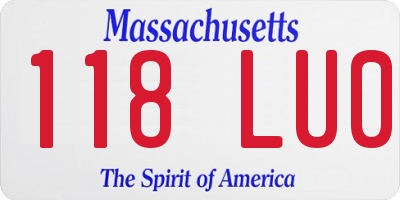 MA license plate 118LU0