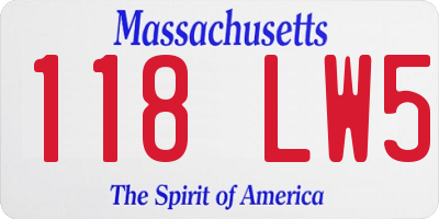 MA license plate 118LW5