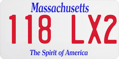 MA license plate 118LX2