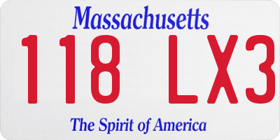 MA license plate 118LX3