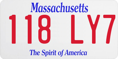 MA license plate 118LY7
