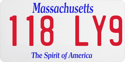 MA license plate 118LY9