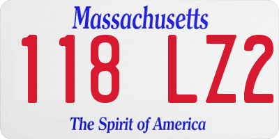 MA license plate 118LZ2