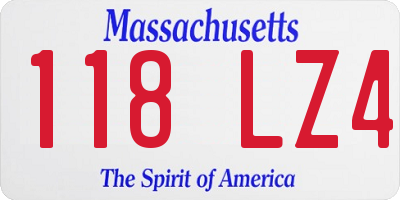 MA license plate 118LZ4