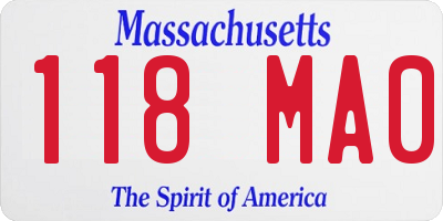 MA license plate 118MA0