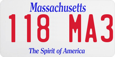 MA license plate 118MA3
