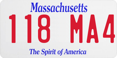 MA license plate 118MA4