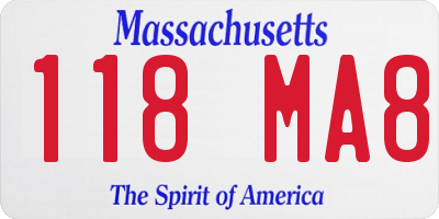 MA license plate 118MA8