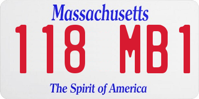 MA license plate 118MB1