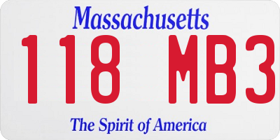 MA license plate 118MB3