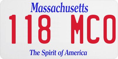 MA license plate 118MC0