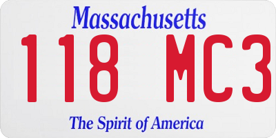 MA license plate 118MC3