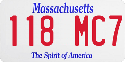 MA license plate 118MC7