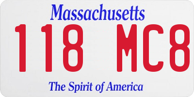 MA license plate 118MC8