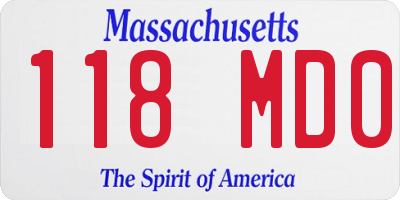 MA license plate 118MD0