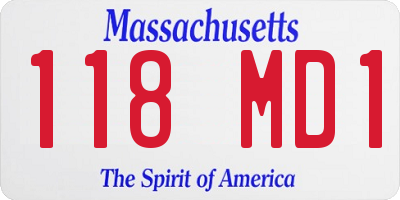 MA license plate 118MD1