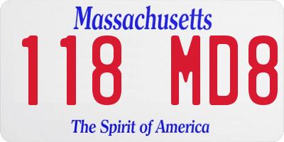 MA license plate 118MD8