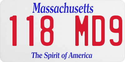 MA license plate 118MD9