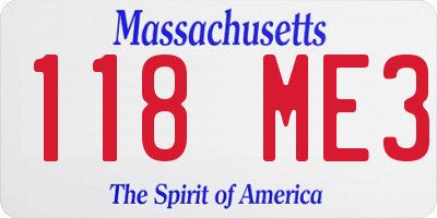 MA license plate 118ME3