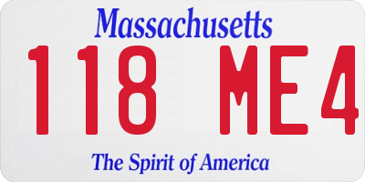 MA license plate 118ME4