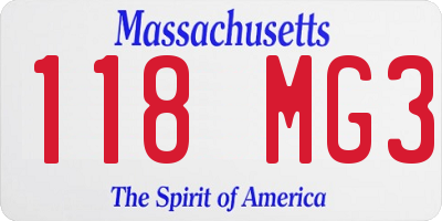 MA license plate 118MG3