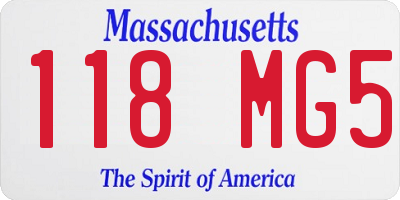 MA license plate 118MG5