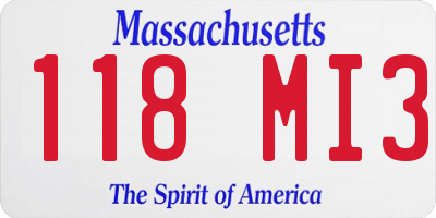 MA license plate 118MI3