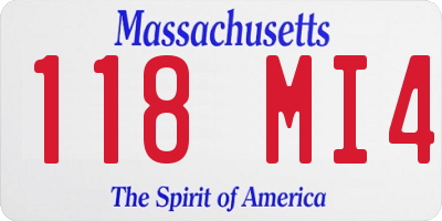 MA license plate 118MI4