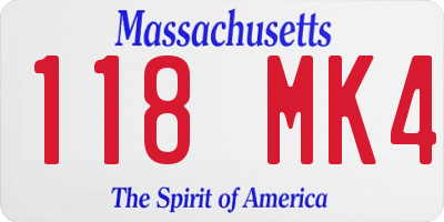 MA license plate 118MK4
