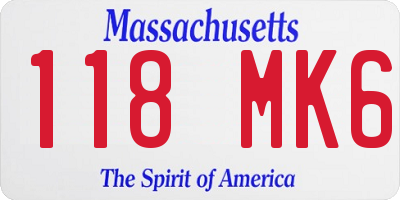MA license plate 118MK6