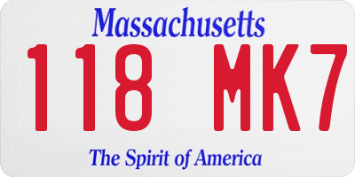 MA license plate 118MK7