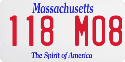 MA license plate 118MO8