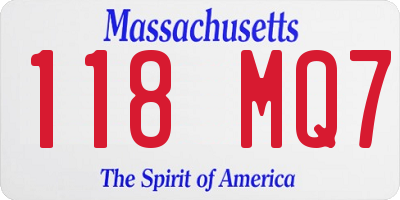 MA license plate 118MQ7